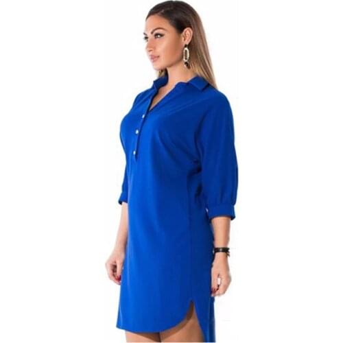 2018 New 6XL Large Size Autumn women Dress Fashion Big Size Casual Three Quarter Sleeve irregular Dress Plus Size Women Clothing