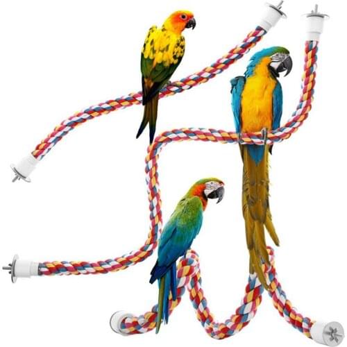 Bird Perch Funny Spiral Rope Parrot Hanging Toy Parrot Rope Hanging Braided Chew Rope Bird Cage Cockatiel Toy Swing Supplies