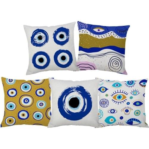 Evil Eyes Throw Pillow Cover Turkish Art Cushion Case Good Quality 45X45cm For Room Sofa Decoration