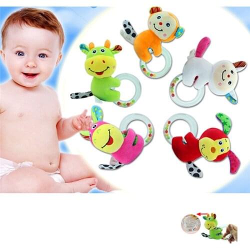 1Pc Lovely Little Donkey Calf Deer Plush Rattle Bell Baby Cartoon Newborn Hand Grip Toy Soft Portable Crib Doll