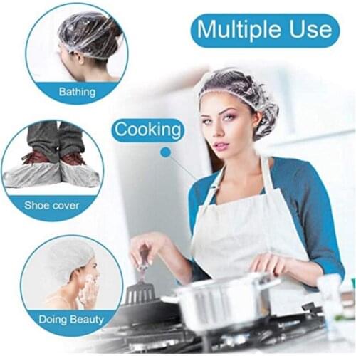 100 Disposable Shower Caps Bathing Caps Plastic Hair Elastic Hair