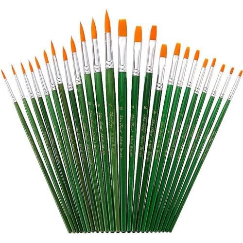 12pcs nylon wool watercolor brush transparent green pole pointed brush set hook line pen