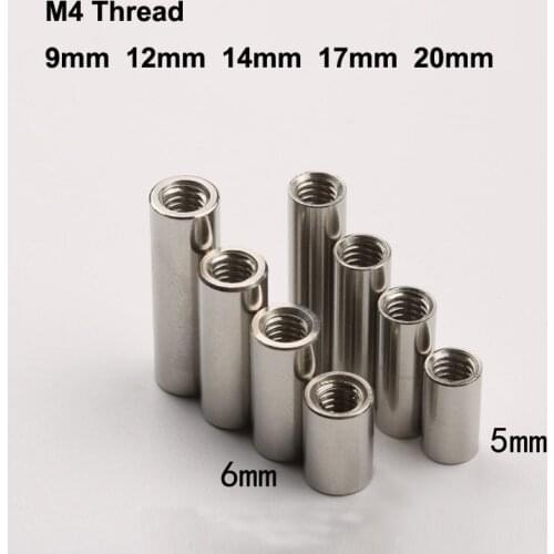 20pcs/lot, 9mm to 20 mm Stainless steel SUS303 2-terminal M4 thread nut for 5mm hole