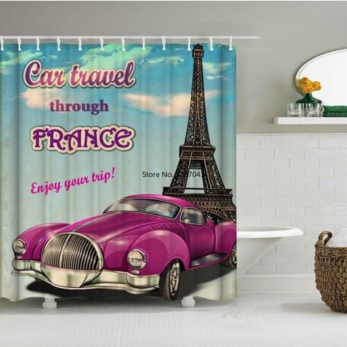 3D Retro Old Vintage Car Shower Curtains Printed Bath Curtain Waterproof Polyester Bathroom Decor Shower Curtain