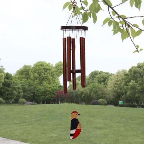 5 Aluminum Tubes Wind Chimes Chapel Bells with S Hook Bird Pendant for Home Backyard Patio Garden Outdoor Decoration