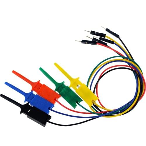 5PCS 300mm Male Head Line To Flat Test Hook Clip Logic Analyzer Cable Gripper Probe Test Clamp Kit Test Flat Hook Connection