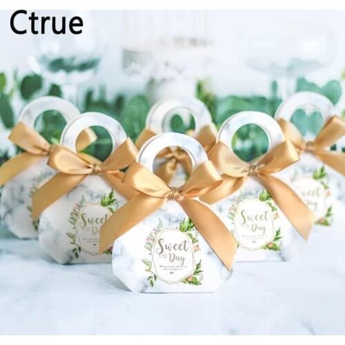 50pcs Sweet Day wedding Candy Box with ribbon candy packaging boxes wedding souvenirs wedding favors and gifts