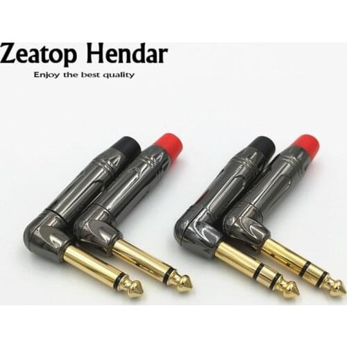 50Pcs 90 Degree Elbow 6.35mm 2Pole Mono / 3Pole Stereo Male Jack Right Angle 6.35 Soldering Audio Plug DIY Connector