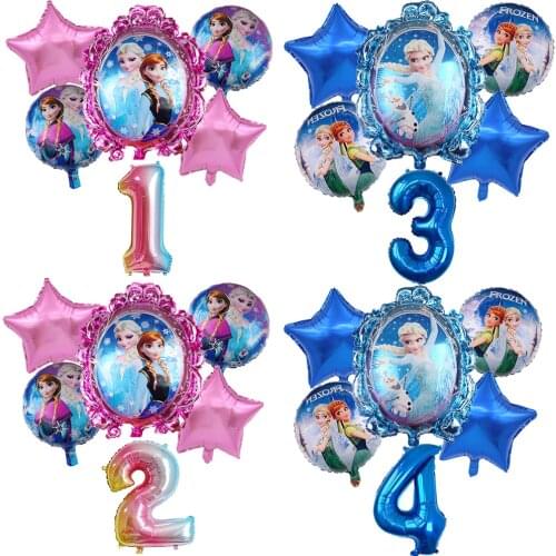 6pcs Elsa Disney Frozen Princess Helium Balloons 32inch Number Baby Shower Girl foil Globos Birthday Party Decorations Kids Toys