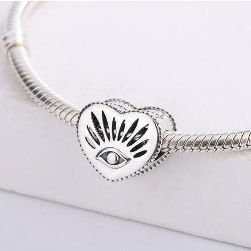 925 Sterling Silver All-Seeing Eye & Heart Pendant Memorial Charm Bracelet Fashion Jewelry DIY Making For Pandora
