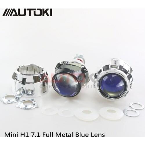 AUTOKI Car Styling Mini 2.5 inches HID Bi xenon Headlight Projector Blue Lens Retrofit DIY H7 H4 Headlamp Lenses, Use H1 Bulbs