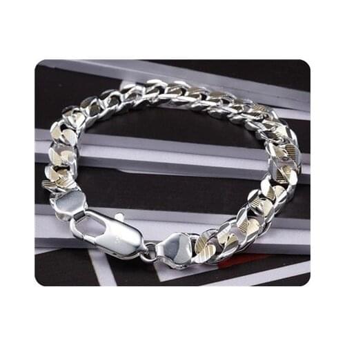Free Shipping,wholesale 925 Sterling SILVER 925 Silver 10mm mens bracelet 8 inch,factory price, Drop shipping