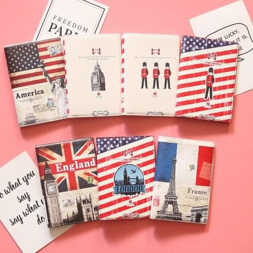 British Style Flag Soldier Waterproof Passport Sets Ins Simple Cartoon Passport Holder Ticket Holder