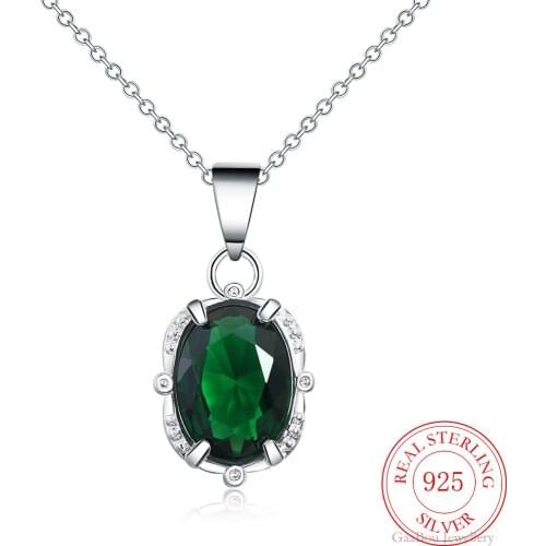 925 Sterling Silver Necklace Pendant Choker Wedding Retro Green Zircon Elegant Party Vintage High Quality Lucky Jewelry Gift