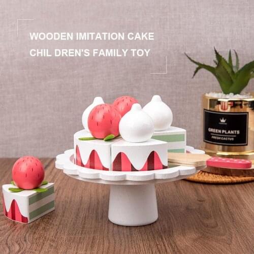 Childrens Education Early Simulation Wooden Play House Cutting Strawberry Cream Cake Set Female Baby Gift Kitchen Toys Gift