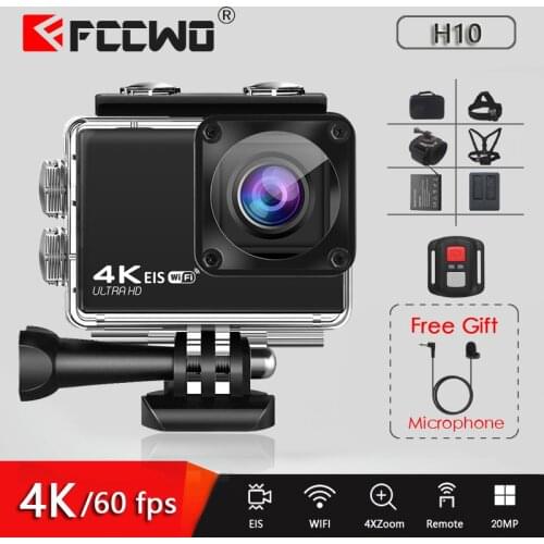 EIS Anti-shake Action Camera 4K/60FPS 24MP WIFI 2.0" LCD 170D Underwater Waterproof Remote Cam Helmet Vedio Go Sport Pro Came