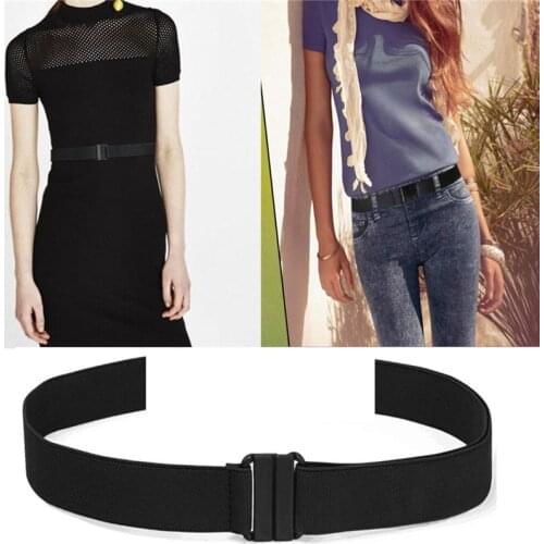 AWAYTR Buckle-Free Slim Stretch Invisible Belt Simple Lazy Canvas Belts For Jeans Pants Casual Elastic Nylon Long Belt Waistband