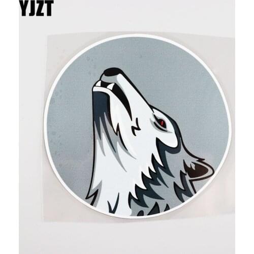 YJZT 13.9CMX13.8CM Interesting Fierce Forest Wolf Animal Cartoon Car Sticker Decal 13B-0103