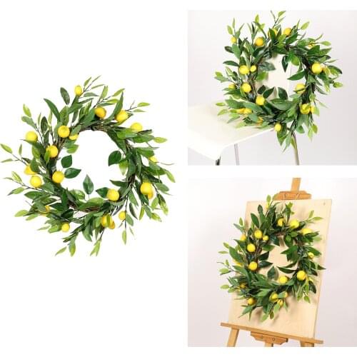 Artificial Lemons Flowers Wreaths Wall Simulation Steel Rattan Ring Holiday Decoration Window Front Door ings for Christmas