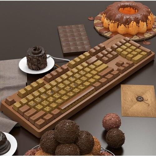 New AJAZZ Valentines chocolate cubes keyboard AK533 104 keys wired mechanical game Office keyboard gift