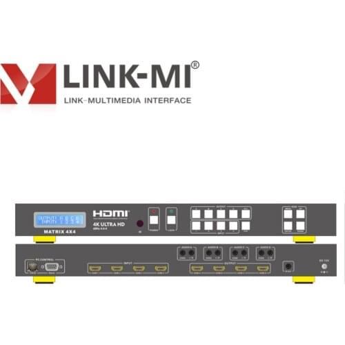 LINK-MI MX44B HDMI 4x4 Matrix Switch 4x1 4K2K/3D HDMI2.0, HDCP2.2/HDCP1.4 18G 4:4:4 IR Remote Control RS-232 TCP EDID