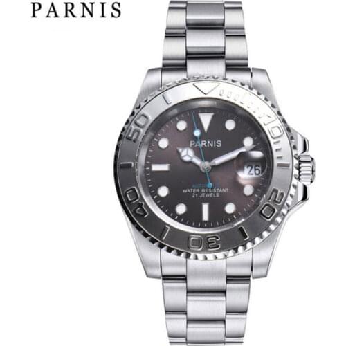 41mm Parnis mens watch sapphire glass black dial ceramic bezel 5ATM MIYOTA Automatic movement wrist watch men-PA43