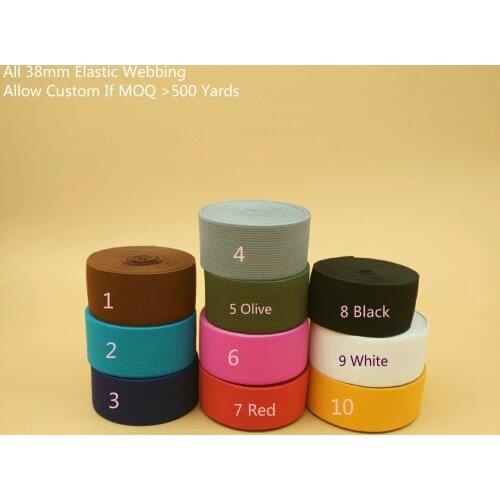 Free Shipping 1.5" 38mm Width Soft Knit Braided Elastic Webbing Band 10 Solid Colors For Sewing DIY Craft Clothing Accessories