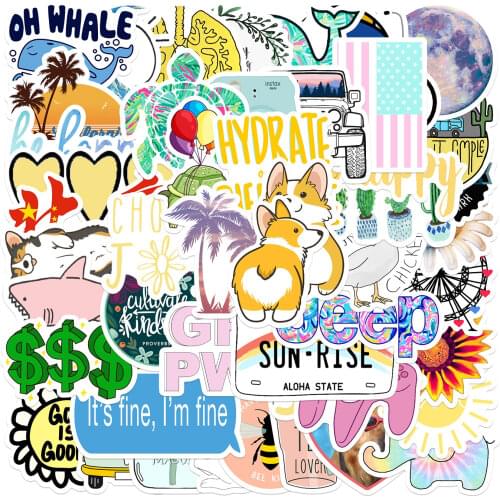 25/50PCS New Small Fresh Graffiti Stickers Waterproof Trolley Luggage Cup Aesthetic Graffiti VSCO Decorative Sticker Decals