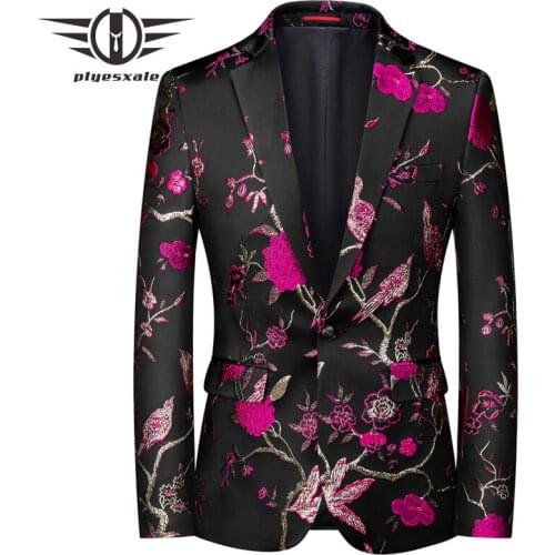 2020 New Arrival Mens Casual Blazer Luxury Brand Mens Flower Floral Printed Prom Blazers Stylish 6XL Blazer Suit Jacket Q988