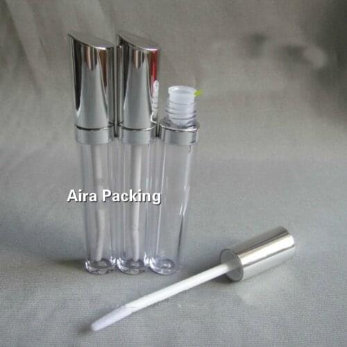 New Arrival Plastic Lip Gloss Tube Empty Clear Mascara Bottle with Sivler Cap 5ML Elegant Acrylic Eyeliner Tube 50pcs/lot