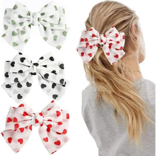 New Chiffon Hairpins Bowknot France Clips Heart Hairgrip 3 Level Big Large Hair Bow Barrettes Hair Accessories For Woman Girls