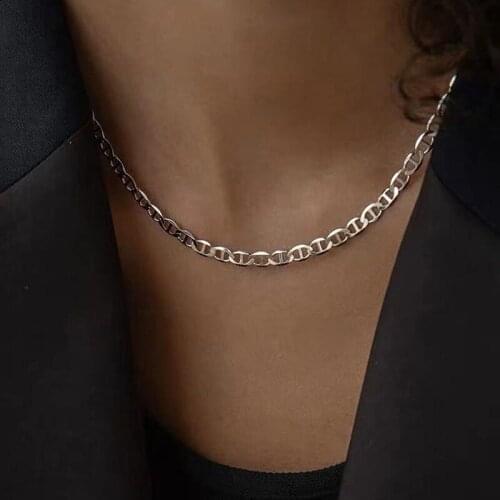 Simple Fashion Chain Necklace for Women Girls Design Neck Geometry Metal Copper Hollow Chain Choker Necklace Jewelry Accessory