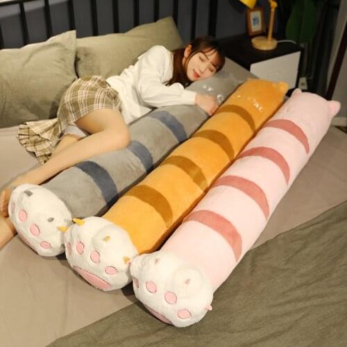 1PC 100/140cm Cute Long Cat Paw Pillow Plush Toy Soft Stuffed Plush Animal Kids Gift Home Decor Cushion Girl Birthday Gift