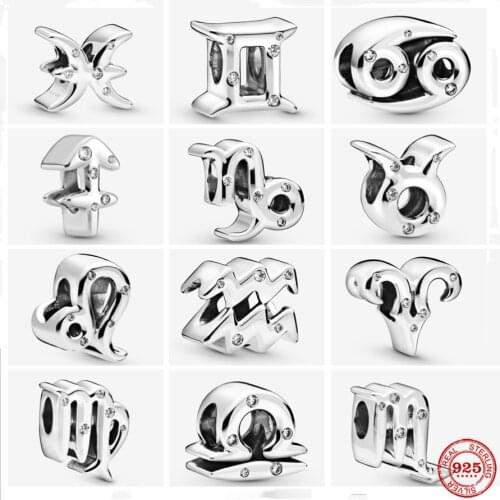 New Twelve Constellations Leo Sparkling Pendant Charm Fit S925 Pandora Original Bracelet Charms Beads For Women DIY Jewelry
