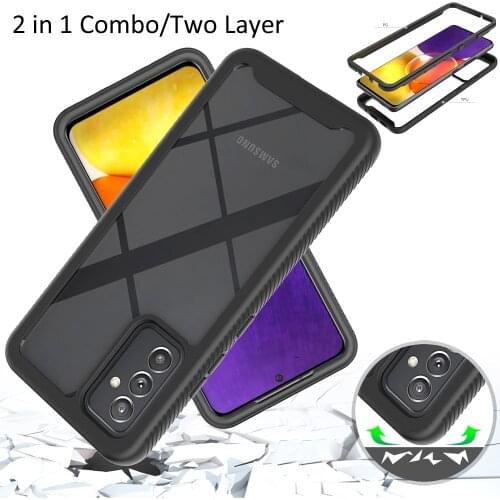 Combo Drop resistance Rugged Case For Samsung Galaxy A82 Quantum2 Defender Armor Shield Anti-Skid Crystal Clear Cover