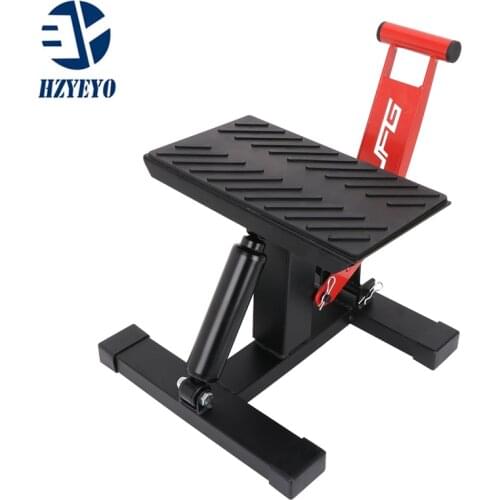 Adjustable Lift Jack Lift Stand Repairing Table for Adventure Touring Motorcycle Street Bike Lift Stand Iron Black + Red,T-010