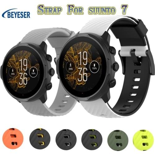 24mm Soft Silicone Pure Two-Color Strap For Suunto 7/9/9 Baro/D5/Spartan Sport Wrist HR/Bracelet Watchband Replacement Wristband