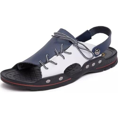 Mens Sandals Summer Open Toe Breathable Dual Purpose Casual Shoes Comfortable Non Slip Soft Sole Beach Sandals Big Size 38-48