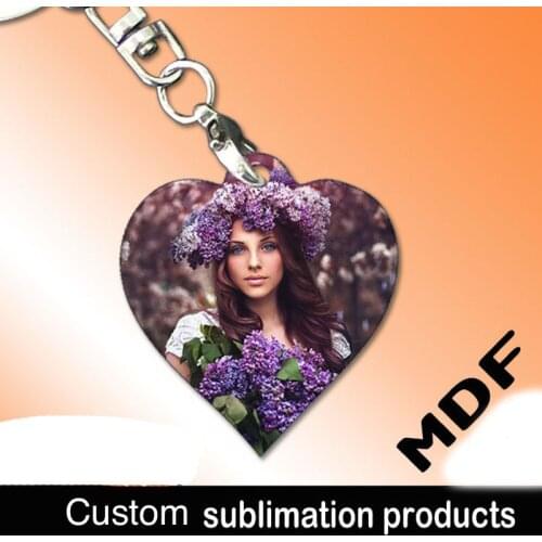 Sublimation blank material products keyring MDF key chain can printing photo custom personality gift for company advertising