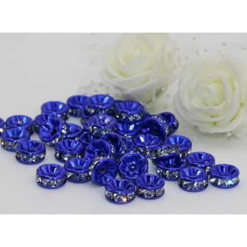 Dark Blue 30pcs Wholesale Diy Findings Elegant Rhinestone Crystal 6 8 10 12mm Spacers Rondelle Abacus Beads Accessories B2815