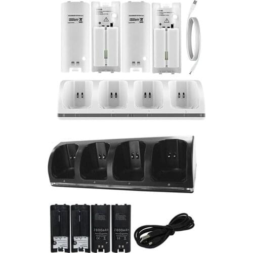 Gamepad Smart Charger Electric Socket Rechargeable Battery For Wii Game Console Charging With LED Indicator And Usb Data Cable