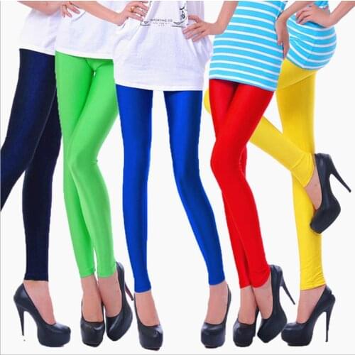 YSDNCHI Summer Shiny Leggings Large Size Neon Legging High Stretched Skinny Sexy Pants Slim Fitness Leggins Candy