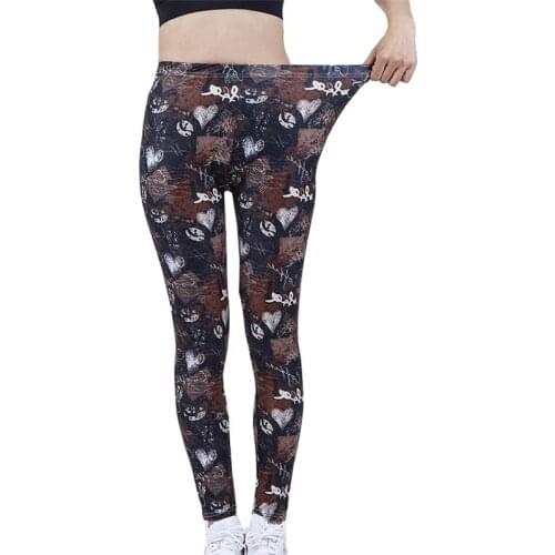 YSDNCHI Printing Leggings Women Outdoor Workout Sporting Elastic Breathable Fitness Leggings Love Letter Colorful Sportswear