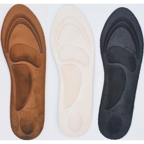 Winter 4D Thicken Velvet Warm Sport Sponge High Heel Insert Shoes Insoles Full Length Arch Support Orthopedic Cushioned Pads