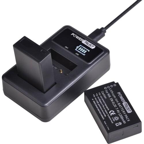 1Pc EN-EL20 EN-EL20A EN EL20 EN EL20a Camera Battery+LED USB Dual Charger for Nikon Coolpix P1000 Nikon S1 J1, J2, J3 Nikon1 AW1
