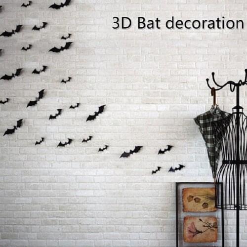 12pcs/set Halloween Decoration 3D Bat Decoration Wall Sticker DIY Room Wall Decals Home Party Decor for Halloween Wall Stickers