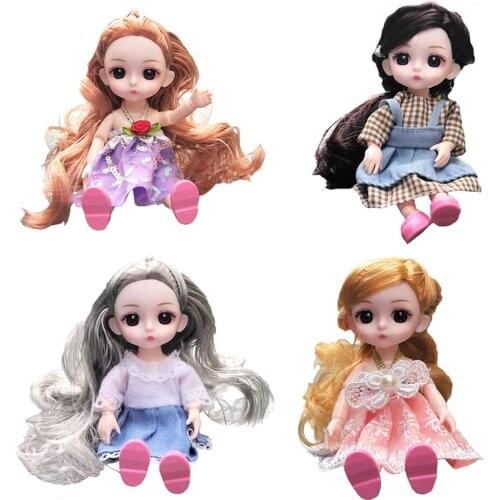 16cm 1/8 MSD Cute Resin Doll Ball Joint Doll with Facial Make Up + Long Hair