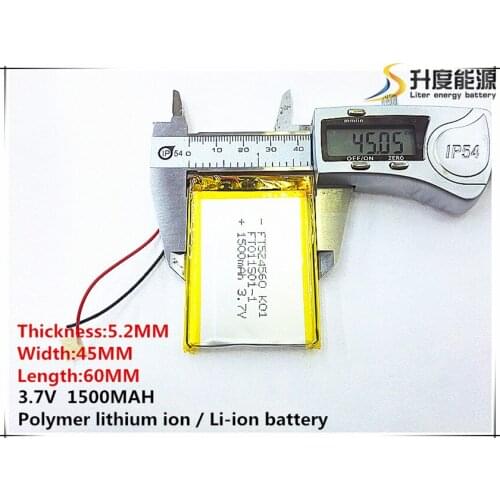 2pcs [SD] 3.7V,1500mAH,[524560] Polymer lithium ion / Li-ion battery for TOY,POWER BANK,GPS,mp3,mp4,cell phone,speaker