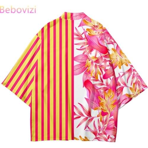 2021 Plus Size XXS-6XL Summer Stripe Loose Japanese Fashion Streetwear Cardigan Robe Women Men Harajuku Haori Kimono Top Yukata