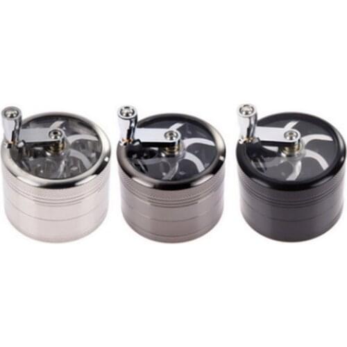 4 Layers Tobacco Spice Grinder Herb Weed Grinder with Mill Handle Silver Kitchen Accessories Gadget Cooking Tools Hot Sale
